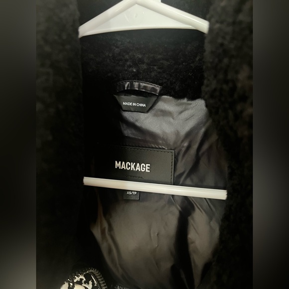 Mackage Black & White Sherpa Collar Houndstooth Puffer Warm Down Jacket XS - Picture 9 of 12